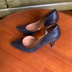 Heels - black snakeskin stilettos